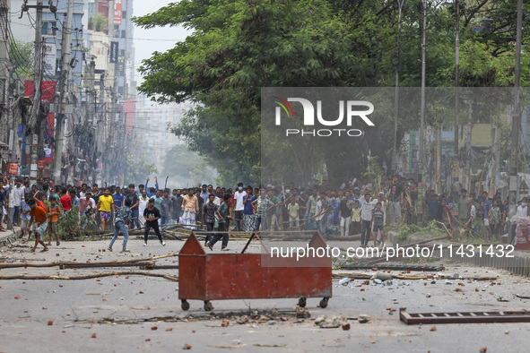 Students are clashing with police during a protest over a controversial quota system for government job applicants in Dhaka, Bangladesh, on...