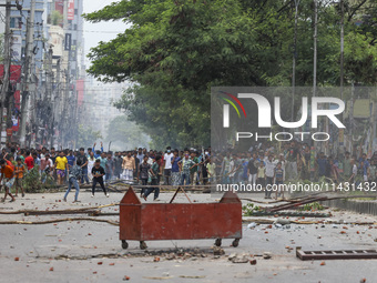 Students are clashing with police during a protest over a controversial quota system for government job applicants in Dhaka, Bangladesh, on...