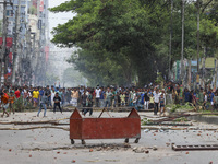 Students are clashing with police during a protest over a controversial quota system for government job applicants in Dhaka, Bangladesh, on...