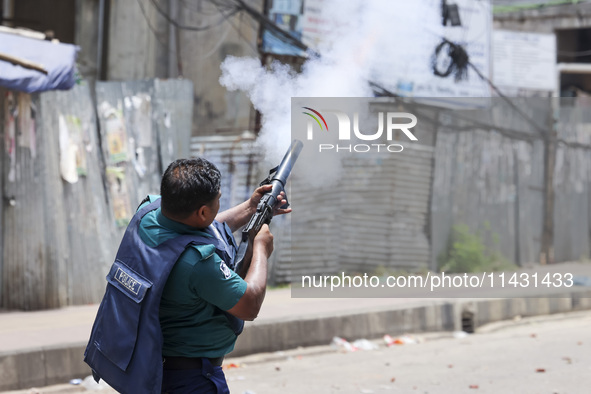 Students are clashing with police during a protest over a controversial quota system for government job applicants in Dhaka, Bangladesh, on...