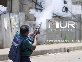 Students are clashing with police during a protest over a controversial quota system for government job applicants in Dhaka, Bangladesh, on...