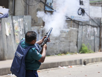 Students are clashing with police during a protest over a controversial quota system for government job applicants in Dhaka, Bangladesh, on...