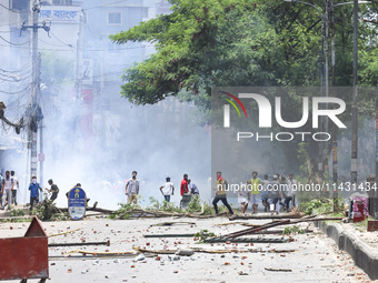 Students are clashing with police during a protest over a controversial quota system for government job applicants in Dhaka, Bangladesh, on...