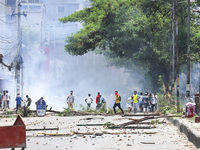 Students are clashing with police during a protest over a controversial quota system for government job applicants in Dhaka, Bangladesh, on...