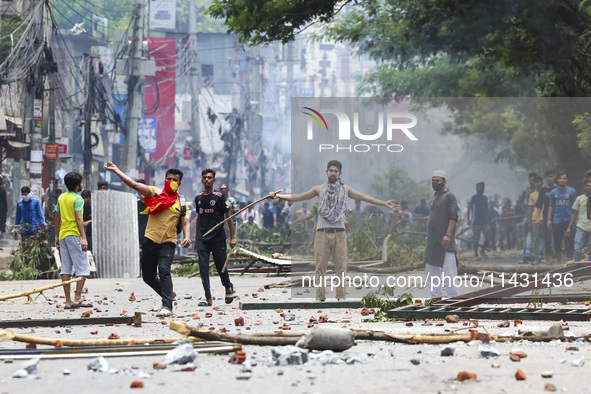 Students are clashing with police during a protest over a controversial quota system for government job applicants in Dhaka, Bangladesh, on...