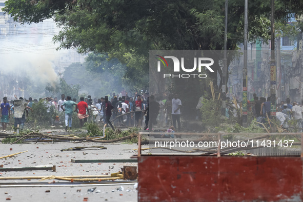 Students are clashing with police during a protest over a controversial quota system for government job applicants in Dhaka, Bangladesh, on...