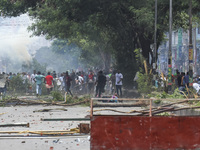 Students are clashing with police during a protest over a controversial quota system for government job applicants in Dhaka, Bangladesh, on...