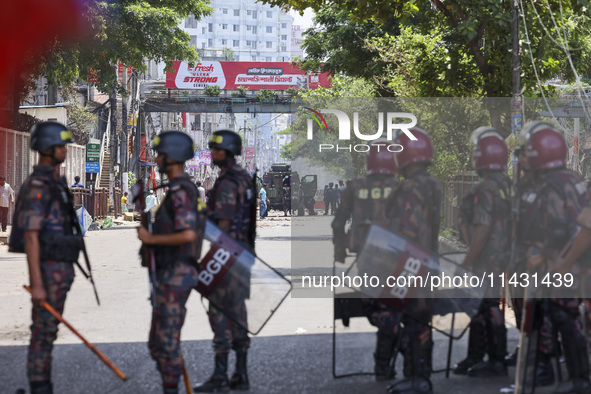 Students are clashing with police during a protest over a controversial quota system for government job applicants in Dhaka, Bangladesh, on...