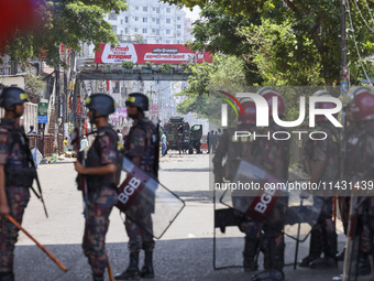 Students are clashing with police during a protest over a controversial quota system for government job applicants in Dhaka, Bangladesh, on...