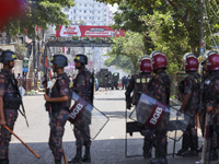 Students are clashing with police during a protest over a controversial quota system for government job applicants in Dhaka, Bangladesh, on...