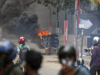 Students are clashing with police during a protest over a controversial quota system for government job applicants in Dhaka, Bangladesh, on...