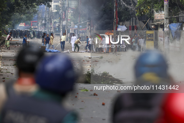 Students are clashing with police during a protest over a controversial quota system for government job applicants in Dhaka, Bangladesh, on...