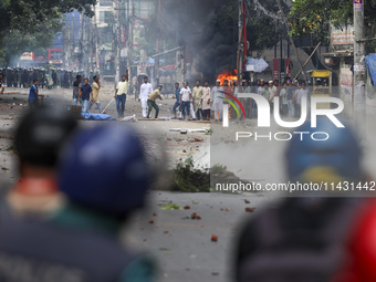 Students are clashing with police during a protest over a controversial quota system for government job applicants in Dhaka, Bangladesh, on...