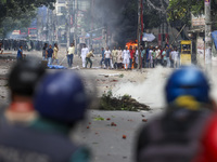 Students are clashing with police during a protest over a controversial quota system for government job applicants in Dhaka, Bangladesh, on...