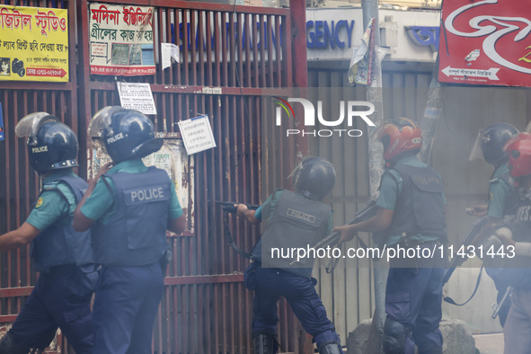 Students are clashing with police during a protest over a controversial quota system for government job applicants in Dhaka, Bangladesh, on...