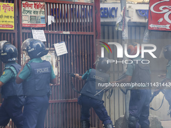 Students are clashing with police during a protest over a controversial quota system for government job applicants in Dhaka, Bangladesh, on...