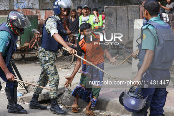 Students are clashing with police during a protest over a controversial quota system for government job applicants in Dhaka, Bangladesh, on...