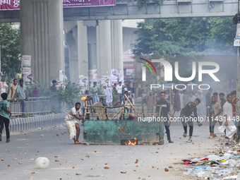 Students are clashing with police during a protest over a controversial quota system for government job applicants in Dhaka, Bangladesh, on...