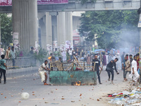 Students are clashing with police during a protest over a controversial quota system for government job applicants in Dhaka, Bangladesh, on...