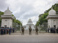 Bangladeshi military forces are patrolling on armored vehicles on the streets of Dhaka, Bangladesh, on July 21, 2024. (