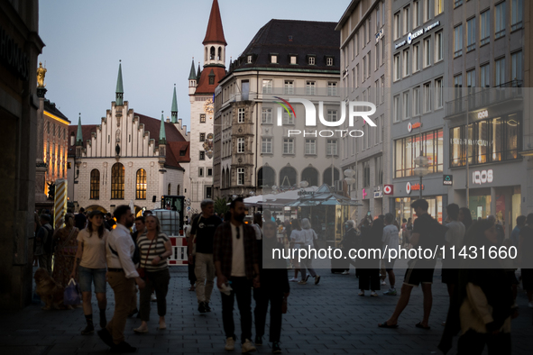 Tourists are visiting the center of Munich in Munich, Germany, on July 21, 2024. 