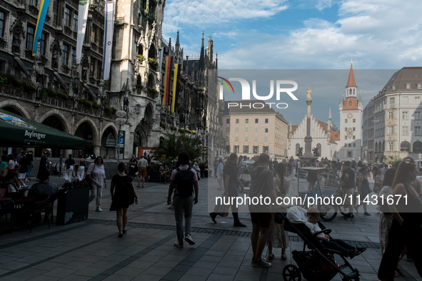 Tourists are visiting the center of Munich in Munich, Germany, on July 21, 2024. 