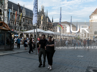 Tourists are visiting the center of Munich in Munich, Germany, on July 21, 2024. (