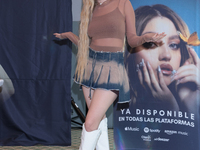 Mexican singer Karol Sevilla is posing during a press conference for the 'Luminova Tour' to promote her single ''Cenicienta'' at Belair Uniq...