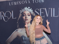 Mexican singer Karol Sevilla is posing during a press conference for the 'Luminova Tour' to promote her single ''Cenicienta'' at Belair Uniq...