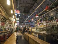 A general view is showing the South Korean traditional food court at Gwangjang Market in Seoul, South Korea. Gwangjang Market is being a tra...