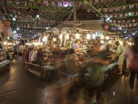 A general view is showing the South Korean traditional food court at Gwangjang Market in Seoul, South Korea. Gwangjang Market is being a tra...