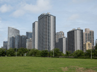 Residential buildings are being seen near the Huangpu district in Shanghai, China, on July 25, 2024. (