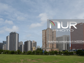 Residential buildings are being seen near the Huangpu district in Shanghai, China, on July 25, 2024. (