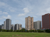 Residential buildings are being seen near the Huangpu district in Shanghai, China, on July 25, 2024. (