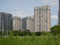 Residential buildings are being seen near the Huangpu district in Shanghai, China, on July 25, 2024. (