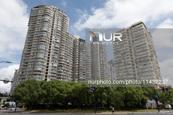 Residential buildings are being seen near the Huangpu district in Shanghai, China, on July 25, 2024. 