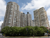 Residential buildings are being seen near the Huangpu district in Shanghai, China, on July 25, 2024. (