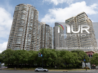 Residential buildings are being seen near the Huangpu district in Shanghai, China, on July 25, 2024. (