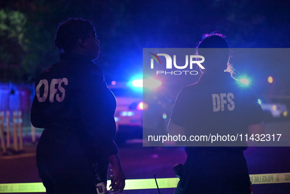 Three people are being shot, with one dead, in Washington, D.C., United States, on July 24, 2024. At approximately 9:25 p.m., Wednesday even...