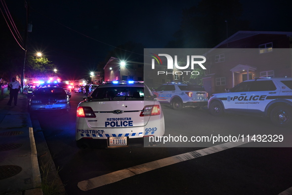 Three people are being shot in a shooting in Washington, D.C., United States, on July 24, 2024. At approximately 8:48 p.m., Wednesday evenin...