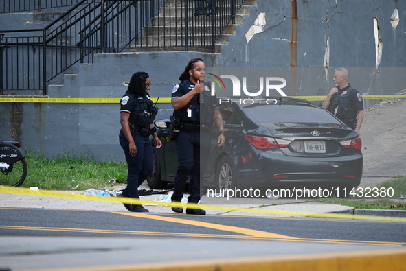 One person is suffering injuries after being shot in Washington, D.C., United States, on July 25, 2024. One person is being injured on the 1...