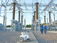 An intelligent inspection robot and operation and maintenance personnel are braving high temperatures to inspect the power supply equipment...