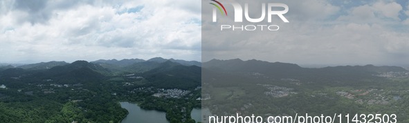 Winds and clouds are rising above the West Lake affected by Typhoon Kaemi in Hangzhou, China, on July 25, 2024. 