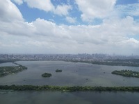 Winds and clouds are rising above the West Lake affected by Typhoon Kaemi in Hangzhou, China, on July 25, 2024. (