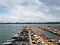 Winds and clouds are rising above the West Lake affected by Typhoon Kaemi in Hangzhou, China, on July 25, 2024. (