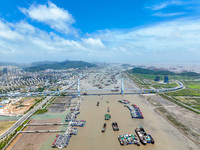 Boats are taking shelter from Typhoon Kaemi at Shenjiamen Fishing Port in Putuo district of Zhoushan city, East China's Zhejiang province, i...