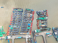 Boats are taking shelter from Typhoon Kaemi at Shenjiamen Fishing Port in Putuo district of Zhoushan city, East China's Zhejiang province, i...