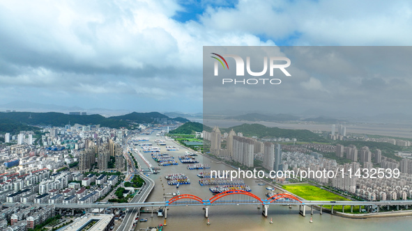 Boats are taking shelter from Typhoon Kaemi at Shenjiamen Fishing Port in Putuo district of Zhoushan city, East China's Zhejiang province, i...