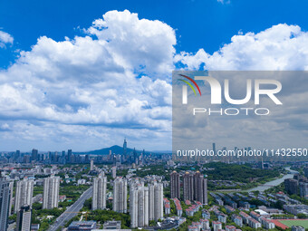 A photo is showing the Nanjing sky view as Typhoon Kaemi is approaching in Nanjing, China, on July 25, 2024. (