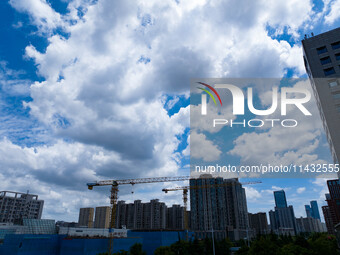 A photo is showing the Nanjing sky view as Typhoon Kaemi is approaching in Nanjing, China, on July 25, 2024. (